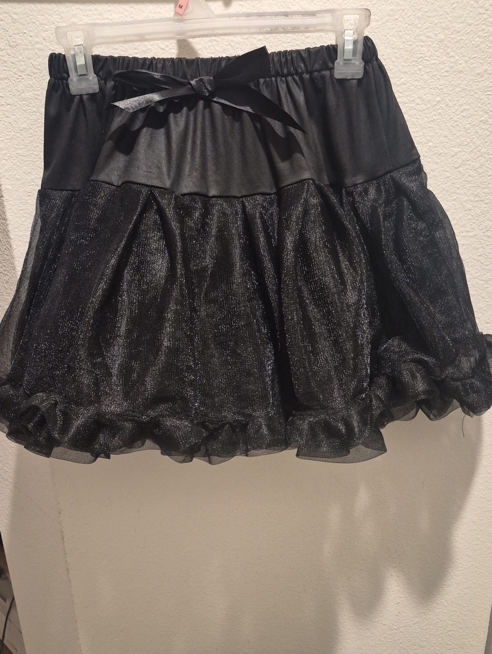 Shimmery Black Tulle Circle Skirt with Bow